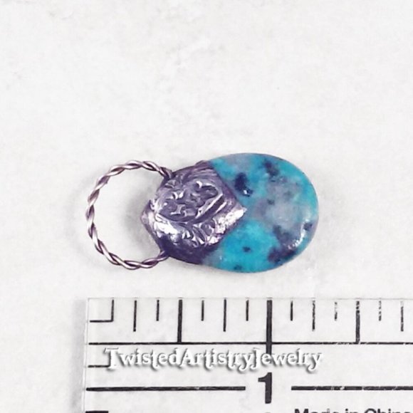 Aqua Kiwi Jasper Teardrop Pendant Necklace - Picture 4 of 6